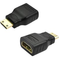 Mini HDMI Male to Standard HDMI Female Adapter Type-C to Type-A Supports 1080P@60Hz for DSLR Camcorder Gaming Console Gold-Plate