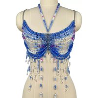 Women's Body Chain Beaded Camisole Vest Backless Top Body Jewelry Pearl Necklace Corset Fashion Bra Nightclub Rave Partywear