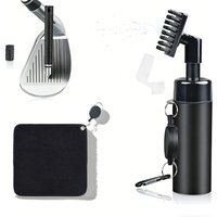 3 in 1 Golf Club Cleaning Kit Towel with Water Spray Bottle Brush & Groove Portable Cleaner Tool Set for Golf Course Use