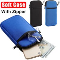 Portable Zipper Soft Phone Glasses Case With Carabiner Shockproof Pouch Sleeve Case for IPhone 17 Pro Max Samsung Mobile Phone