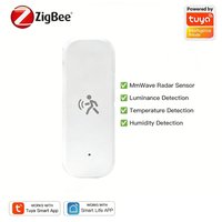 Zigbee Smart Human Motion Sensor 4 in 1 MmWave Radar Detector Tuya Temperature Humidity Luminance Sensor Replace PIR Motion