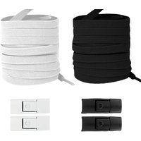 8MM Flat Widened Elastic Shoelaces, Press Lock No Tie Laces, Soft Comfort Shoe Strings for Sneakers, Suitable for Kids & Adults