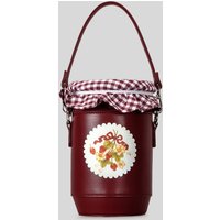 Adult Creative Cute Cartoon Handbag Unique PU Bottle Shape Crossbody Bag Halloween Strawberry Jam Plaid Pleated Bucket Bag