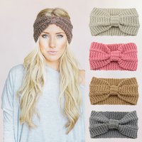 1 Piece Winter Headband Cross Knit Chunky Headbands Elastic Crochet Turban Ear Warmer Headwraps for Women Girls Hair Accessories