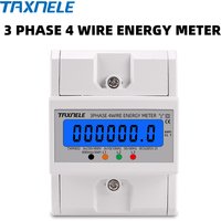 Compteur de consommation d'énergie électronique avec rétroéclairage LCD, wattmètre, rail DIN, kWh, 100A, AC, 50Hz, 60Hz, 380V, 3 phases, 4 fils