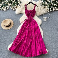 Long Dress Women Cake Dresses A Line Vestidos Y2k Streetwear V Neck Sleeveless Ruffles Slim Fit Elegant Party Night Work Summer