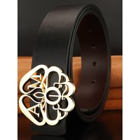 Designer Personality Hollow Slide Buckle Belts High Quality Men Fashion Luxury Brand 3.8 Wide Leather Black Casual Ceinture Homm