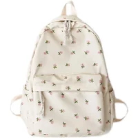 Korean Version Student Schoolbag Flower Student Shoulder Bag Teenage Cute Female Schoolbag Brand Nylon Schoolbag Canvas Backpack