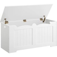 100 cm White Wooden Storage Trunk with Lit Top, Shoe Bench for Entryway, Bedroom, Living Room
