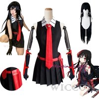 IN STOCK S-XXL Akame Cosplay Costume Wig Anime Akame Ga KILL Cosplay with Bag Halloween Party Outfits for Women Girls
