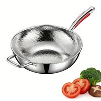 Uncoated Wok Nonstick Cooking Flat Bottomed Skillet Household Stainless Steel Frying Pan Scratch Resistant Kitchen Cookware