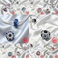 Original Charm Beads,Christmas Magic Murano Glass Charm&Galaxy Blue& Murano Charm Beads Fit Pendant Bracelet Women Jewelry Gift