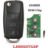 jingyuqin 3 BUTTON KEY 434MHz ID48 Chip For SKODA Octavia/Superb/Fabia For VW Beetle Golf Jetta Passat 2001-2004 1J0959753P