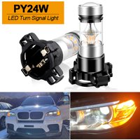 2X Amber Yellow Error Free PY24W 5200s LED Bulbs Turn Signal for BMW E90/E92 3 F10/F07 5 Series E83/F25 X 3 E70 X5 E71 X6 Z4 GT