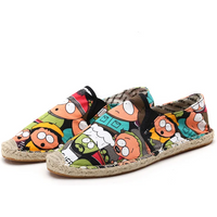 Men Casual Canvas Shoes Flats Heels Cartoon Linen Male Espadrille Fisherman Shoes Boys Flats Plimsolls Loafers Driving designer
