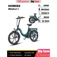 AliExpress HillMiles MilePort 1 E-bike Folding 250W Motor 36V 13Ah Removable Battery 20*3.0 Inch Fat Tire Electric Bicycle Adult City Bike