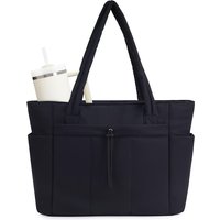 Ladies Lightweight Portable Tote Bag Quilted Travel Bag Casual Shoulder Bag in Black Khaki Colors