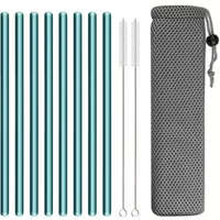 Green 200*8mm Glass Straws for Smoothies Cocktails Drinking Straws Healthy Reusable Eco Friendly Straws Drinkware Accessory