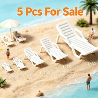 1/50-1/200 Scale Miniature Beach Deck Chair Plastic Mini Sun Lounger Model Architectural Building Landscape Dioramas Layout 5pcs