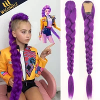 Rumi Purple Ponytail Synthetic Braided Hair Costume Hairstyle 26inch Long Ponytail with Clips for Kids Girls Halloween Christmas