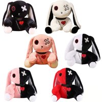 23cm Spooky Gothic Bunny Plush Toy Creepy Rabbit Plushie Stuffed Animal Toys Cute Horror Doll for Birthday Gift Halloween Decor