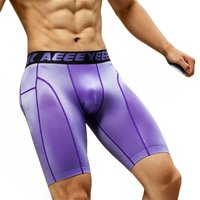 Sports Boxershorts Mens Long Underwear Sexy Quick-dry Men Shorts U Pouch Flat Boxers High Elasticity Man Panties Fitness Running