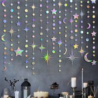 Opalizująca gwiazda księżyc koło girlanda Ramadan EID Mubarak dekoracje na przyjęcie urodzinowe wiszący półksiężyc Twinkle Little Star Streamer