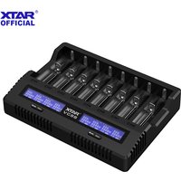 XTAR VC8S Smart Battery Charger - 8-Slot, Fast Charging, Battery Testing, Wide Compatibility with 3.6/3.7V Li-ion and 1.2V Ni-MH
