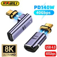 NNBILI 140W USB4.0 Thunderbolt3 Magnetic Type-C OTG USB C To USB-C Fast Charge Magnet Converter Cable 8K@60Hz USB Type C Adapter