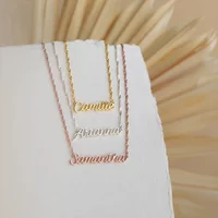 New Custom Name Necklace for Women Fashion Gold Water Wave Chain Necklaces Stainless Steel Jewelry Personalized Bridesmaid Gifts