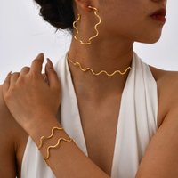 Waterproof Wave Bracelet for Women , Adjustable Stainless Steel Chain Gold Plated, Beach Ocean Hypoallergenic Jewelry Gift