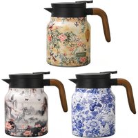 Vintage 1000ml Floral Tea ThermosStainlessSteelTeaKettleDrip-ProofTeaPotWithTeaInfuserMini ThermoCoffee Pot