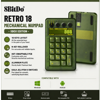 8BitDo 18 Keys Retro Mechanical Numpad, Supports PC Numpad & Standard Calculator Mode for Windows and Android-Jade Edition