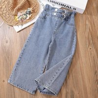 Mädchen-Jeans mit weitem Bein, vielseitiger Stil, 2025, modische Freizeithose für große Kinder, Frühling und Herbst, lockere Hose mit doppelter Taille für Mädchen