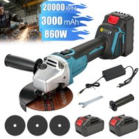 125mm Brushless Cordless Angle Grinder 21V Woodworking 2 Batteries&Charger 3 Cutting Discs for Cutting Steel Bars Metal Grinding
