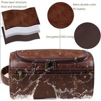 Cosmetic Storage Bag Ideal for Traveling & Outdoor Large Leather Toiletry Bag Hanging Dopp Kit for Men Women Waterproof Wash Bag