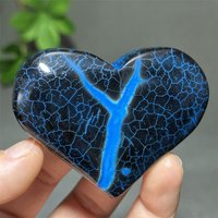 Natural Dragon Agate Heart-Shaped Mineral Stone Mineral Specimen Energy Collection Home Feng Shui Garden Decoration Lucky Gift