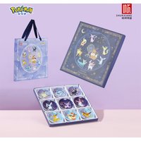 SHUNXIANG 9Pcs Pokémon Licensed Eevee Series Ceramic Plate Set Starry Sky Gift Box Dish Anime Themed Porcelain Tableware Gift