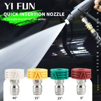 High-Pressure Car Washer Nozzle Fittings 1/4 Quick Connector Stainless Steel Nozzle Cleaning Machine Gun Nozzle Quick Plug