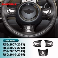 Real Carbon Fiber for MINI Cooper Countryman R60 R55 R56 R57 Car Steering Wheel Cover Panel Button Accessories Interior Trim