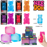 Schylling Nee Doh Gummy Bear & Cube Squish Toy Soft Jelly Squeeze Fidget Toy Sensory Stress Relief Toy for Kids & Adults
