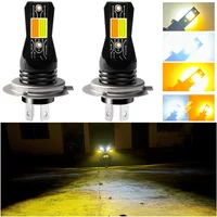 H7 H11 H8 H9 880 881 H27 H1 H3 Tricolor White Yellow Strobe 9006 HB4 HB3 9005 5202 H16 COB Fog Lights LED Bulb Car DRL 3000LM