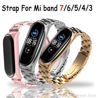 Metal Steel Strap for Xiaomi Mi Band 7 6 5 Wrist Band Bracelet Replacement for Mi Band 3 4 5 Screwless Stainless Steel Wristband
