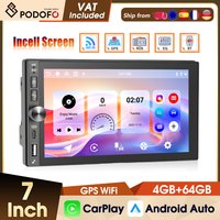 Podofo 4+64G 2Din Uniwersalny Samochodowy Odtwarzacz Multimedialny Ekran Incell Mirror Link Carplay Android Auto Radio Samochodowe GPS WIFI 4G FM/RDS