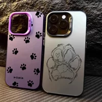 Cute Cat Dog Paw Print Plating Case for Xiaomi Redmi Note 13 14 11 12 Pro Plus 4G 5G 12S 11S 10S 10 9 9S 12C 13C 14C A3 A4 Cover