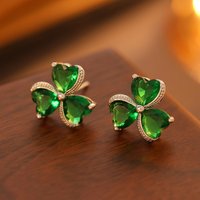 Classic Clover Emerald Earrings Are Essential For Weddings, Banquets, Outings, Family Parties, And Gifting To Friends