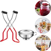 KitchenTool Stainless Steel Canning Jar Lifter Heat Resistance Anti-Clip Can Tong Clip with Grip Handle Glass Bottle Holder