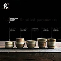 Japanese Raku Pottery MugHand-PaintedVintageCeramic Cup for Tea/Coffee 100-200ml NaturalTexture 5 Styles Home HotelRestaurantUse