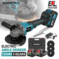 YOFIDRA 125mm Bürstenloser Elektrischer Winkelschleifer 20000RPM 3 Geschwindigkeiten Holzschleif-, Polier- und Schneidewerkzeug für Makita 21V Akku