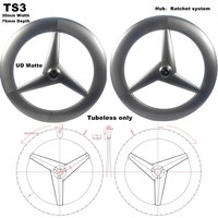 BIKEDOC SP-TS3 700C Road/Gravel Carbon Wheel 30mm Width 36T Ratchet 3 Spoke wheel Clincher Tubeless